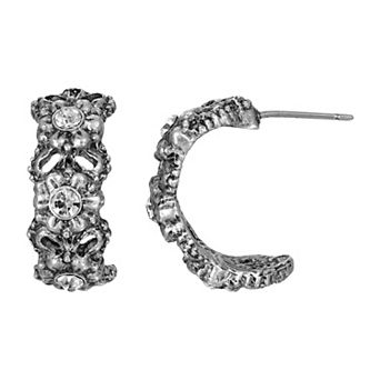 1928 Silver Tone With Colorful Stone Earrings