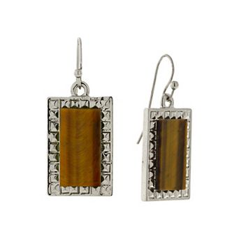1928 Silver Tone Rectangle Drop Earrings