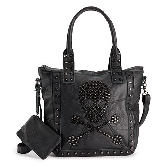 AmeriLeather QMetal Crossbones Leather Tote Bag