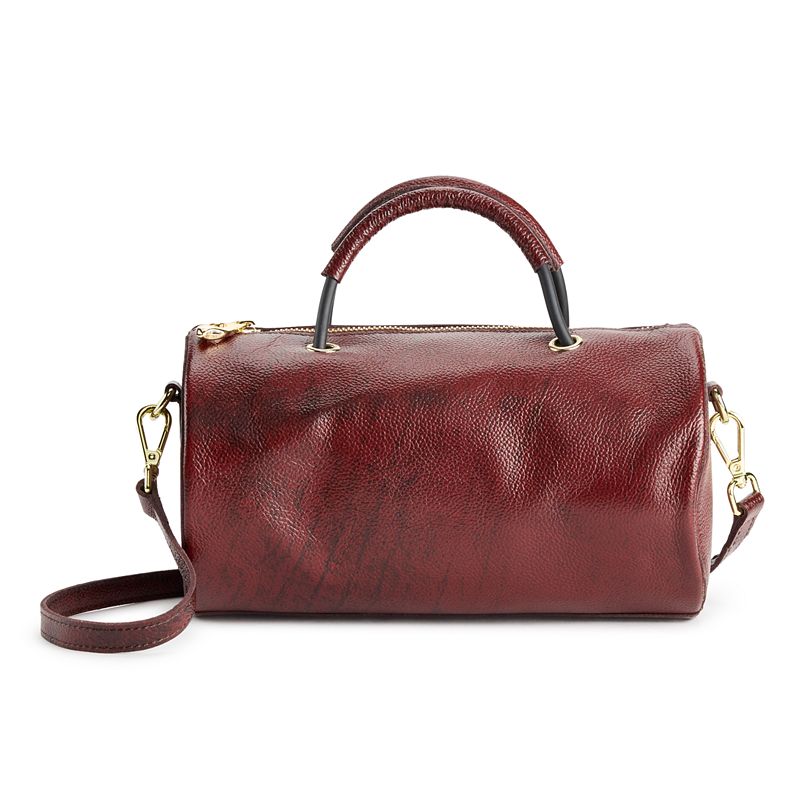 AmeriLeather Cyrus Leather Tube Handbag, Dark Red