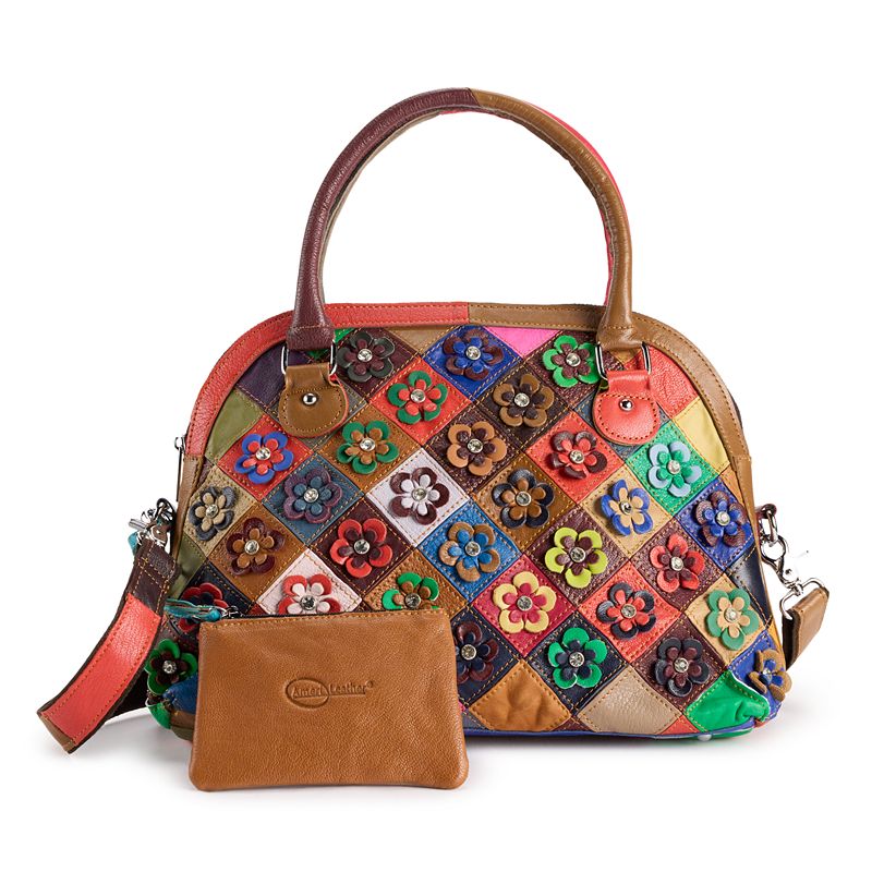 AmeriLeather Kenzer Leather Satchel Bag, Multicolor
