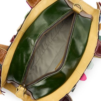 AmeriLeather Fan Leaves Leather Shoulder Bag