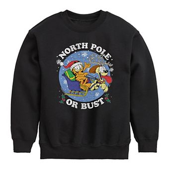 Boys 8-20 Garfield North Pole Bust Crew Fleece Sweatshirt