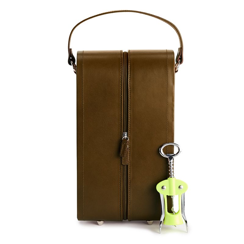 AmeriLeather Leather Double Wine Case Holder, Green