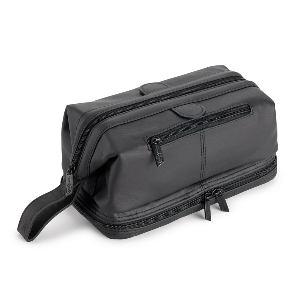 Amerileather Leather Toiletry Bag, Black