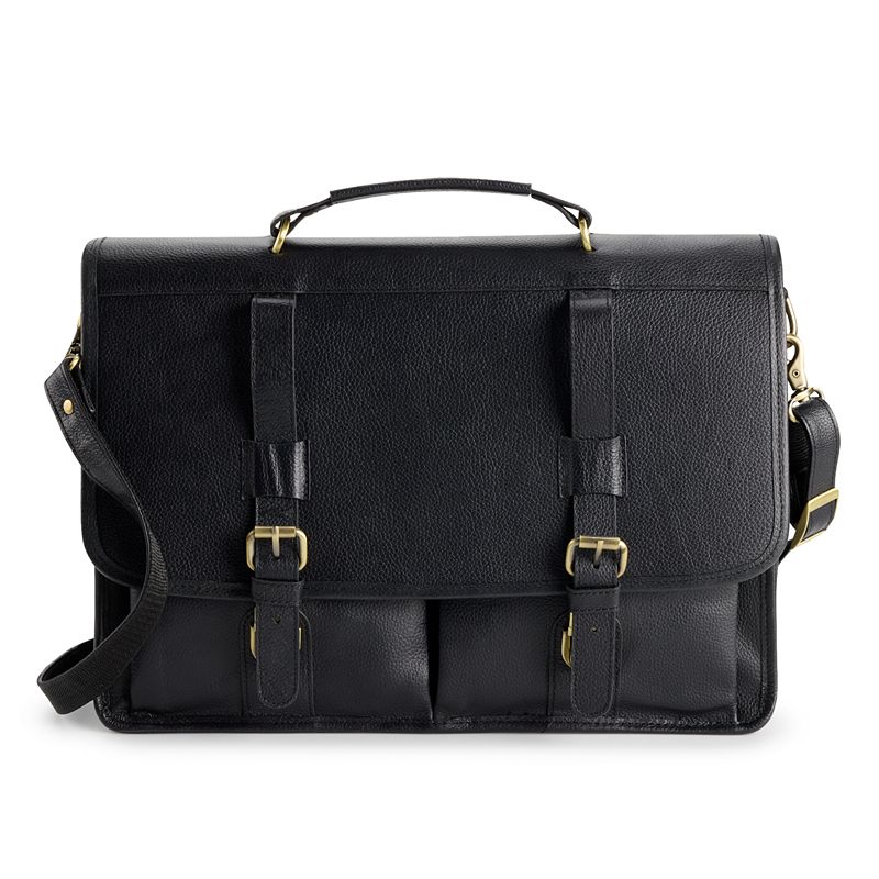 AmeriLeather Heritage Leather Briefcase Bag, Black