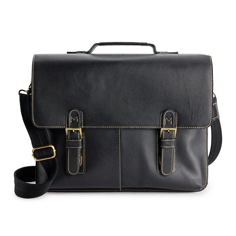 AmeriLeather Classical Leather Organizer Briefcase Bag, Black