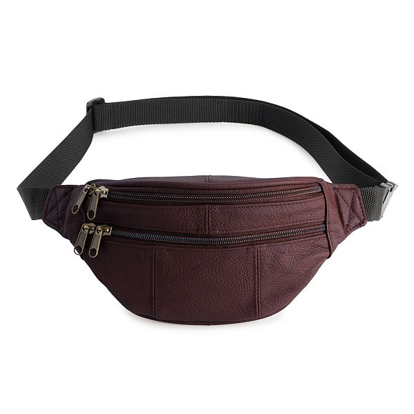 AmeriLeather Leather Fanny Pack - Burgundy