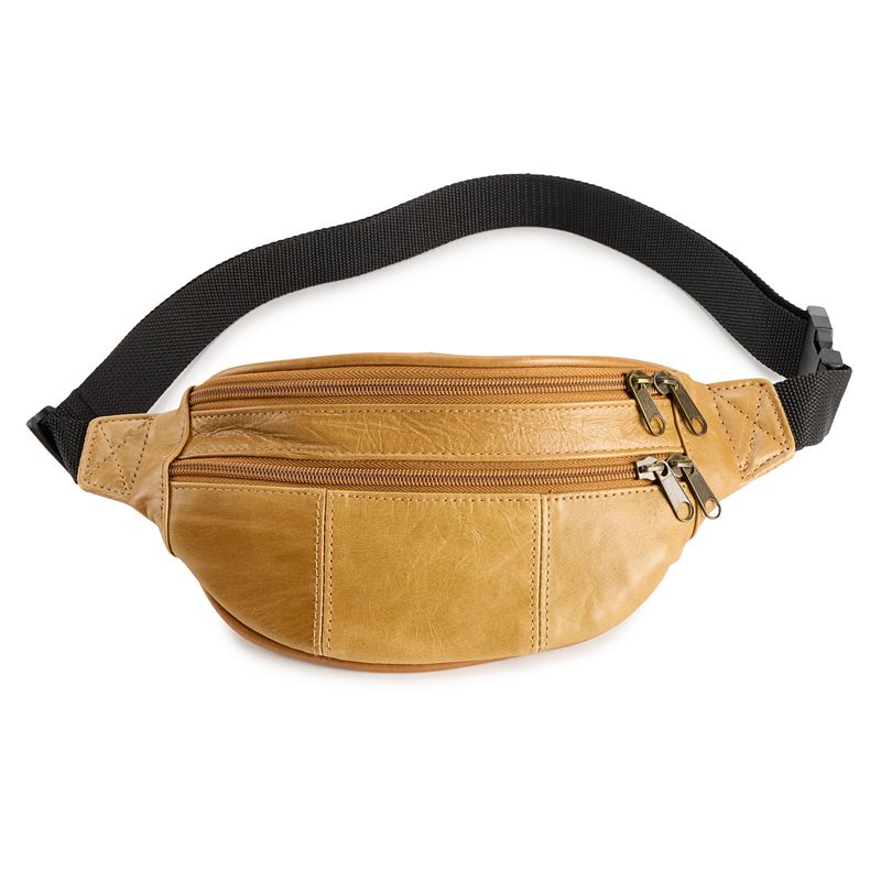 AmeriLeather Leather Fanny Pack, Lt Brown