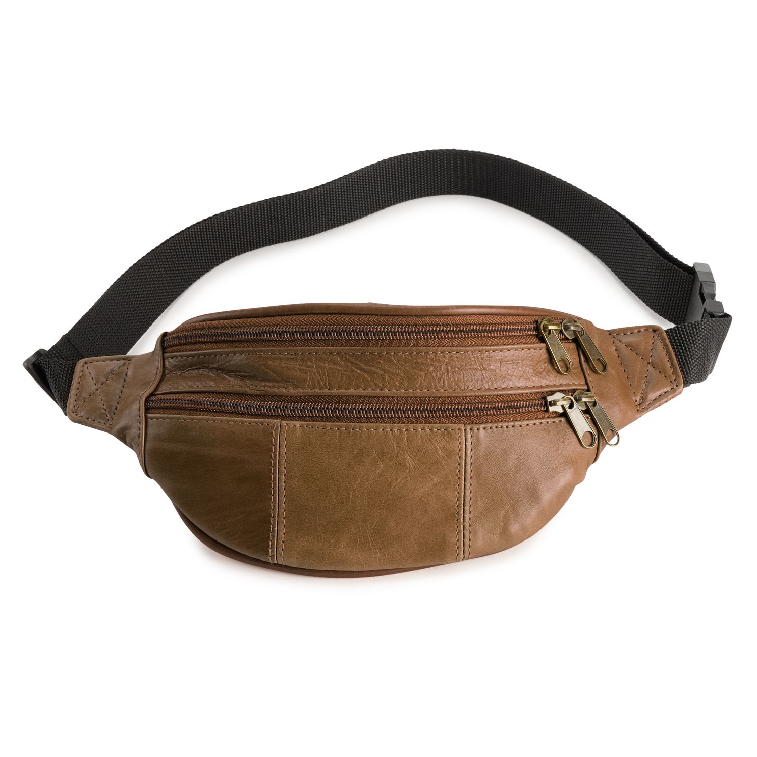 AmeriLeather Top-Grain Leather Fanny Pack / Belt Bag - Adjustable 40" Strap, 3 Zippered Compartments (Burgundy) - View #7