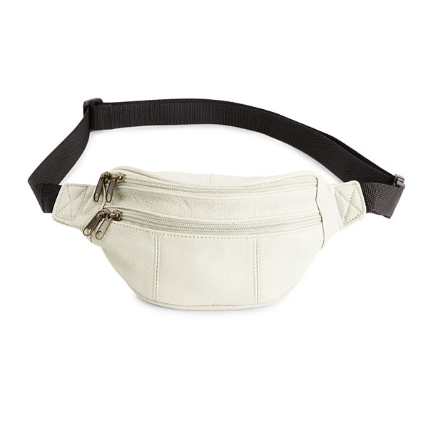 AmeriLeather Leather Fanny Pack - White