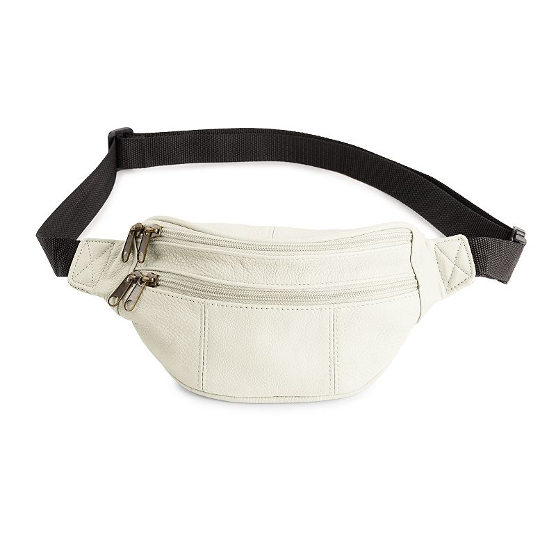 AmeriLeather Leather Fanny Pack, White