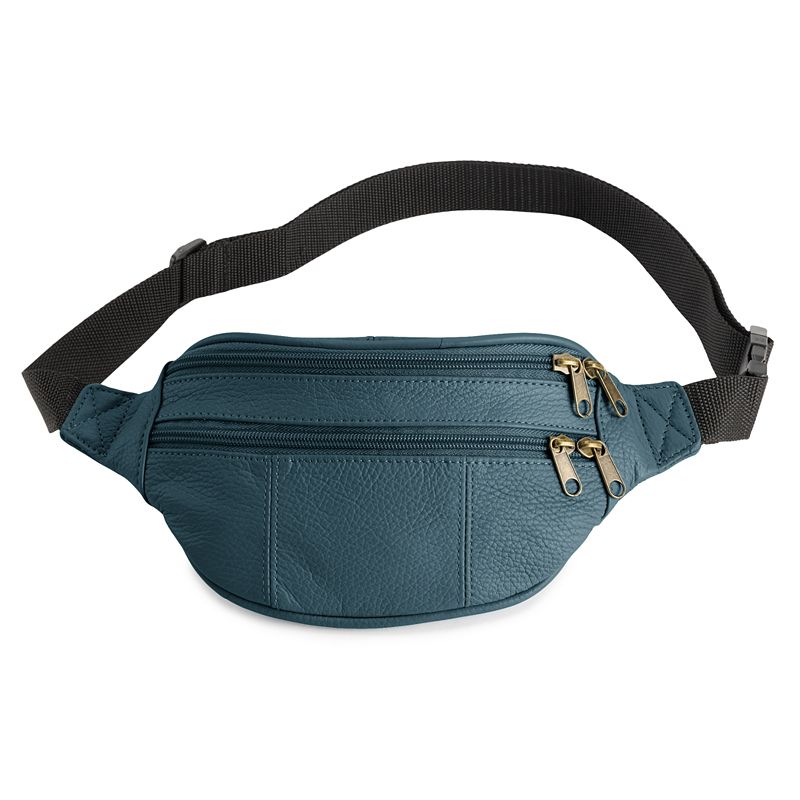 AmeriLeather Leather Fanny Pack, Blue
