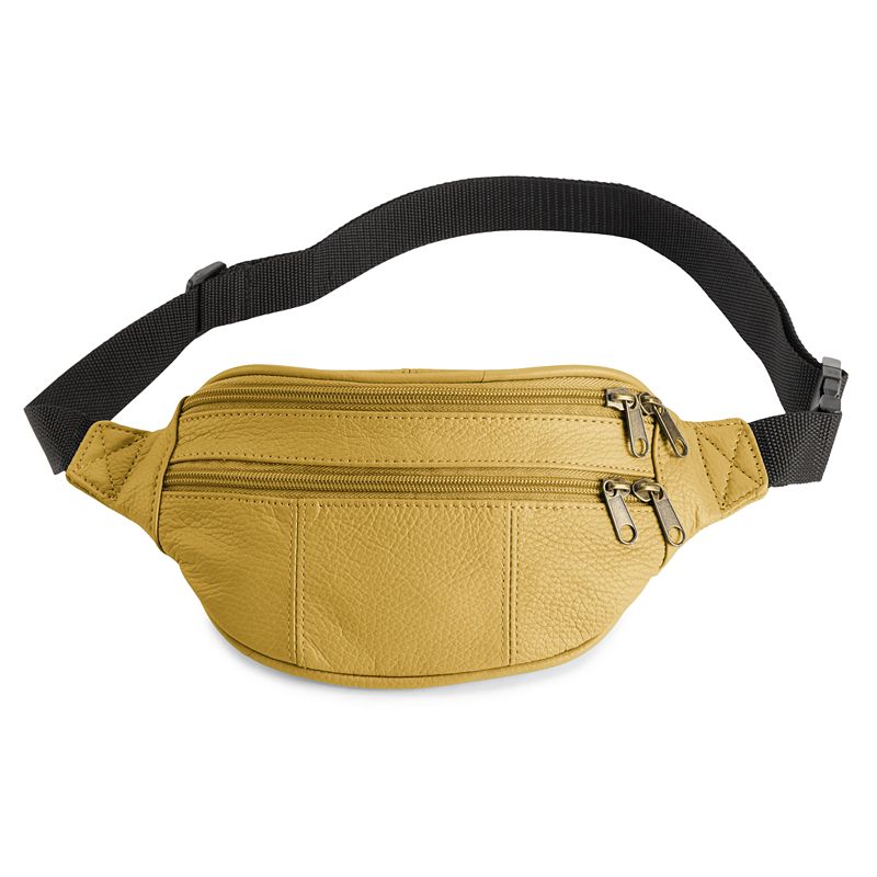 AmeriLeather Leather Fanny Pack, Yellow