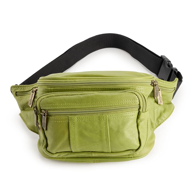 AmeriLeather Easy Traveller Leather Fanny Pack, Green