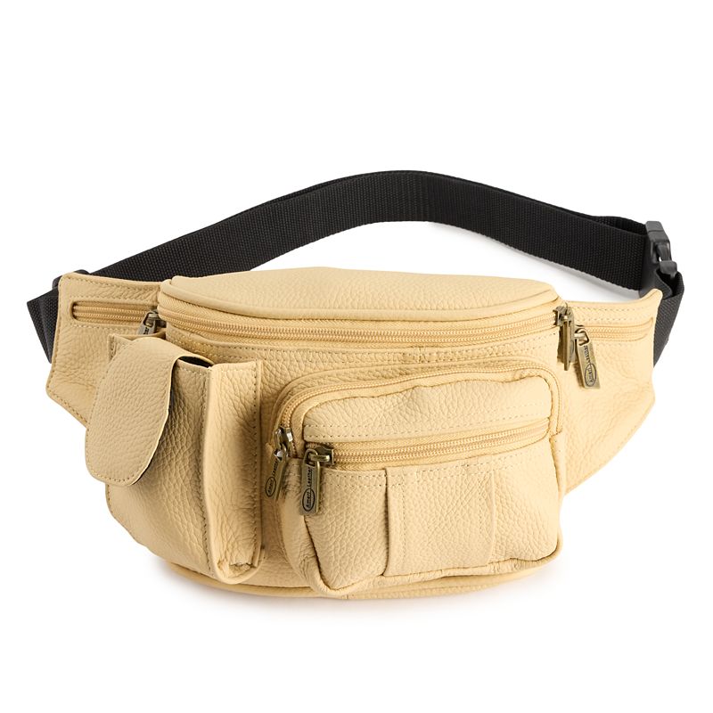 AmeriLeather Leather Fanny Pack, Lt Brown