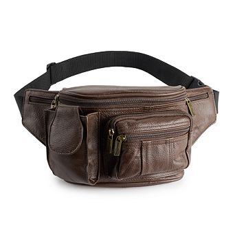 AmeriLeather Leather Multi-Pocket Fanny Pack