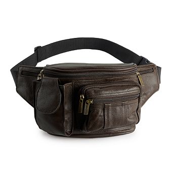AmeriLeather Leather Multi-Pocket Fanny Pack