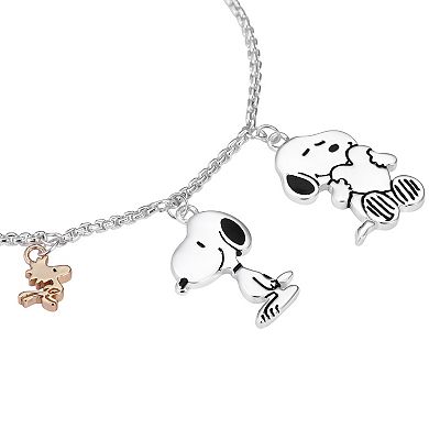 Peanuts Two-Tone Fine Silver & 14k Gold Plated Snoopy & Woodstock Charm ...