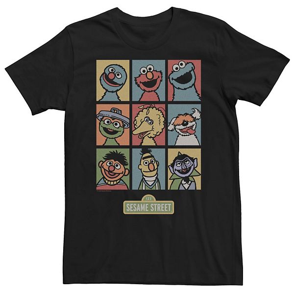 Men's Sesame Street Character Grid Poster Tee