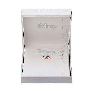 Disney's Minnie Mouse Two-Tone 14k Rose Gold & Fine Silver Plated Crystal Initial Pendant Necklace
