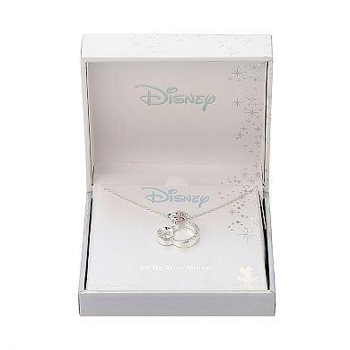 Disney Two-Tone 14k Rose Gold & Fine Silver Plated Crystal Open Minnie Mouse Pendant Necklace