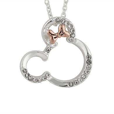Disney Two-Tone 14k Rose Gold & Fine Silver Plated Crystal Open Minnie Mouse Pendant Necklace