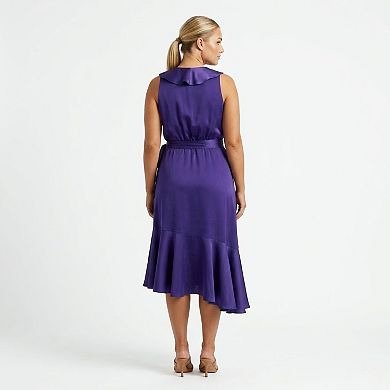 Plus Size Taylor Asymmetrical Satin Fit & Flare Dress