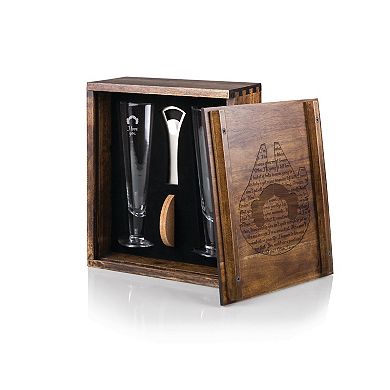 Star Wars Han & Leia Beverage Glass Gift Set with Acacia Wood Storage Case by Legacy