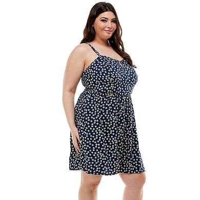 Juniors' Plus Size As U Wish Smocked Keyhole Skater Dress