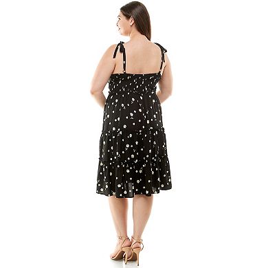 Juniors' Plus Size As U Wish Floral Tie Shoulder Midi Dress