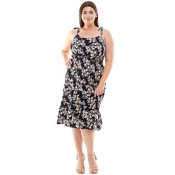 Juniors' Plus Size As U Wish Floral Tie Shoulder Midi Dress