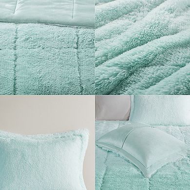 Intelligent Design Brielle Soft & Warm Ombre Shaggy Long Faux Fur Comforter Set with Shams