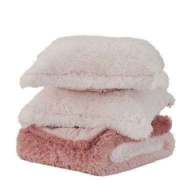 Intelligent Design Brielle Soft & Warm Ombre Shaggy Long Faux Fur Comforter Set with Shams