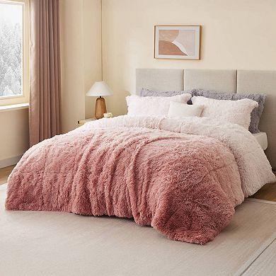 Intelligent Design Brielle Soft & Warm Ombre Shaggy Long Faux Fur Comforter Set with Shams