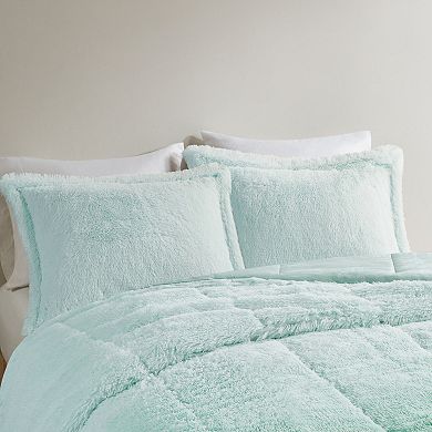 Intelligent Design Brielle Soft & Warm Ombre Shaggy Long Faux Fur Comforter Set with Shams