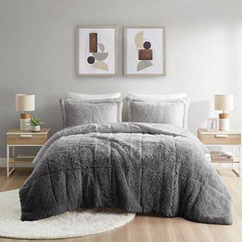 Intelligent Design Brielle Soft & Warm Ombre Shaggy Long Faux Fur Comforter Set