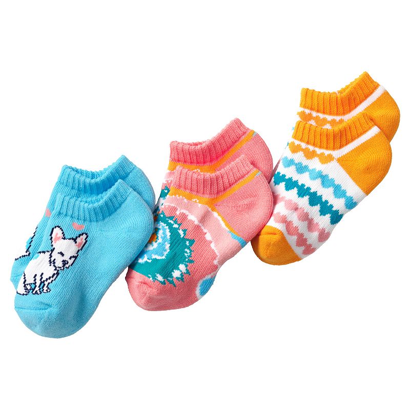 Girls Lands End 3-Pack No-show Active Socks, Girls, Size: Small, Rainbow 