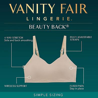 Vanity Fair Lingerie Beauty Back Simple Sizing Wireless Bra 72118