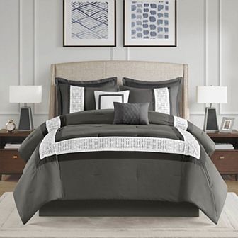510 Design Kingwood Hotel Style 8 pc Embroidered Comforter Set with Throw Pillows