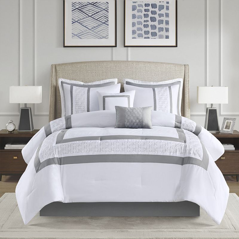 510 Design Kingwood Hotel Style 8 Piece Embroidered Comforter Set with Thro