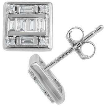 Luxle 14k White Gold 1/3 Carat T.W. Diamond Square Stud Earrings