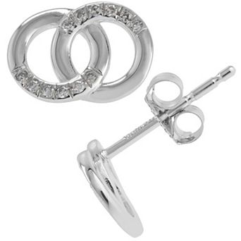 Luxle 14k White Gold 5/8 Carat T.W. Diamond Interlocking Circle Stud Earrings