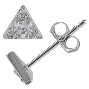 Luxle 14k White Gold 1/8 Carat T.W. Diamond Triangle Stud Earrings