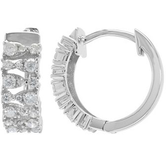 Luxle 14k White Gold 1/2 Carat T.W. Diamond Hoop Earrings