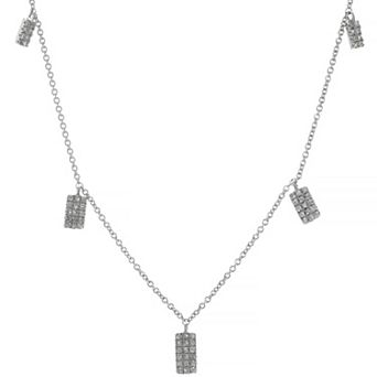 Luxle 14k White Gold 1/6 Carat T.W. Diamond Charm Necklace