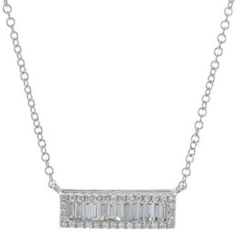 Luxle 14k White Gold 1/3 Carat T.W. Diamond Bar Necklace