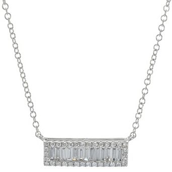 Luxle 14k White Gold 1/3 Carat T.W. Diamond Bar Necklace