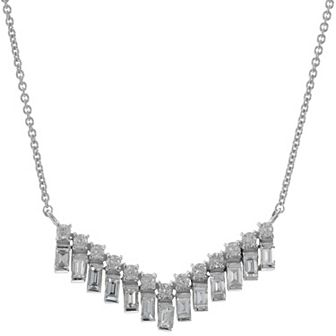 Luxle 14k White Gold 1/2 Carat T.W. Diamond V Charm Necklace