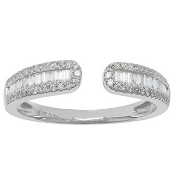 Luxle 14k White Gold 1/3 Carat T.W. Diamond Open Band Right Hand Ring